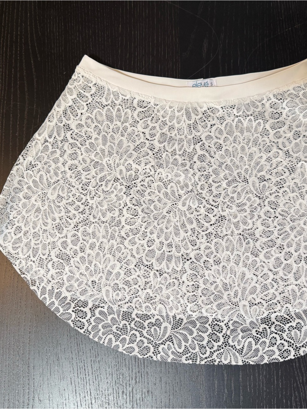 Elevé Dancewear White Lace Ballet Skirt Pull-On Sheer Floral Size S